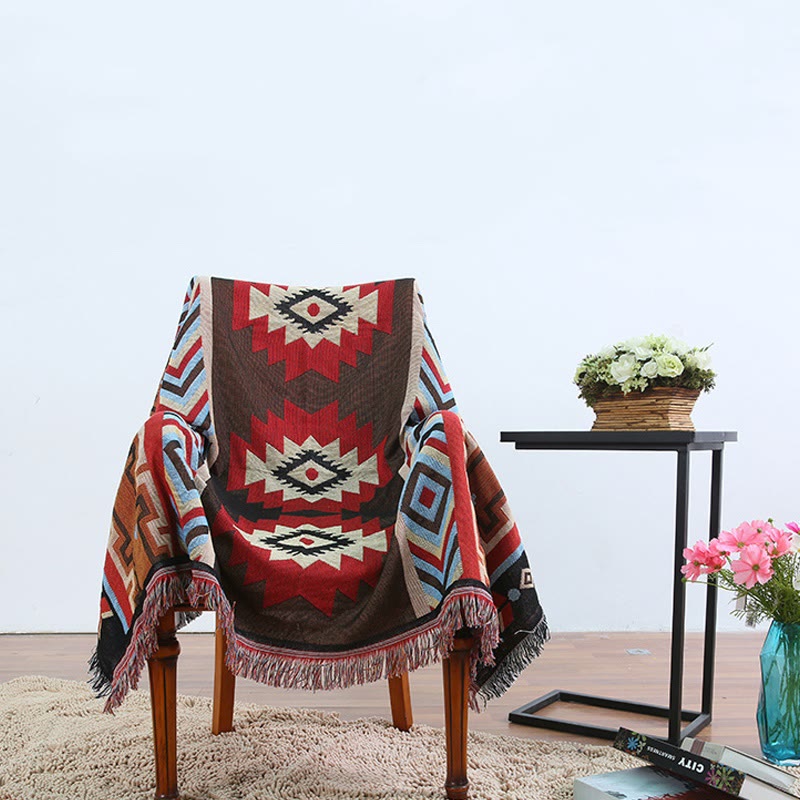 Nimara Ritual Tibetan Geometric Hand-Dyed Craftsman Blanket