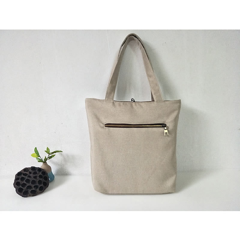 Nimara Ritual Pear Flower Plum Peach Blossom Bamboo Embroidery Canvas Large Capacity Shoulder Bag Tote Bag