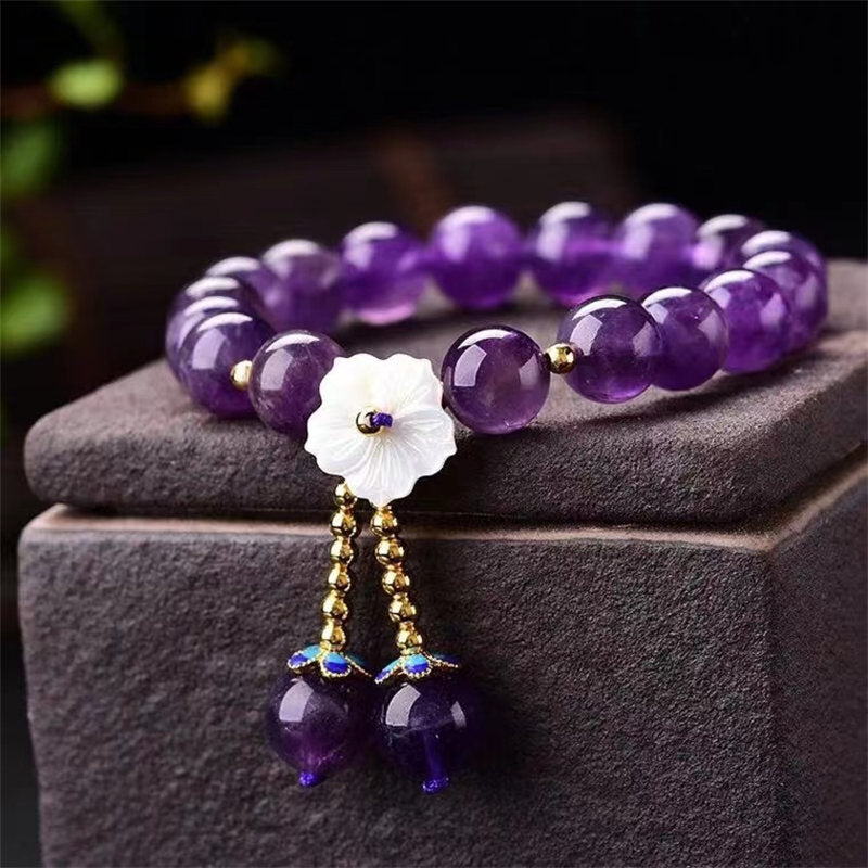 Nimara Ritual Natural Amethyst Crystal Flower Spiritual Healing Bracelet
