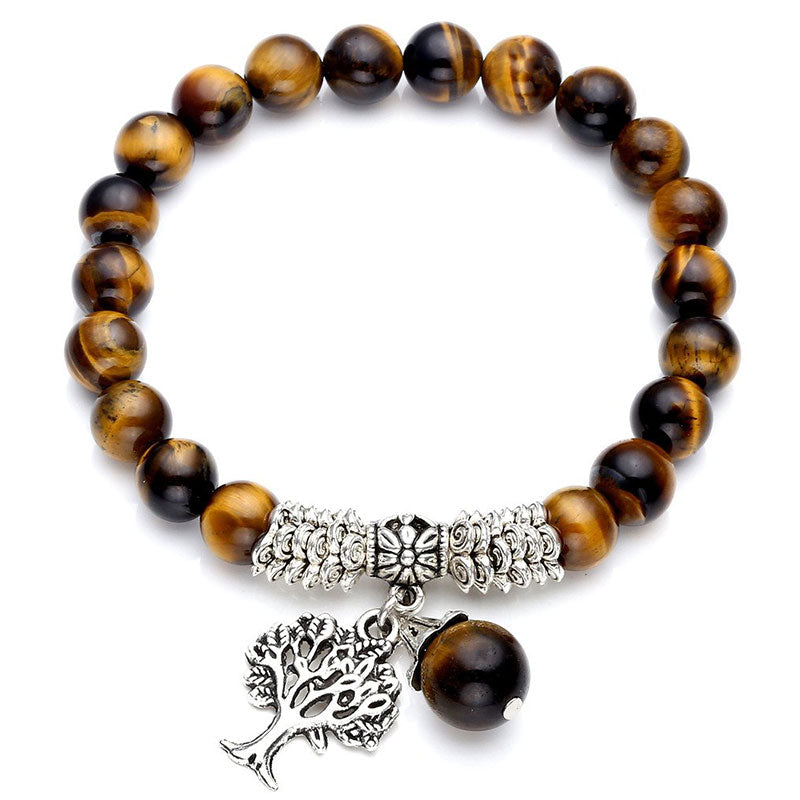 Nimara Ritual Natural Gemstone Tree of Life Lucky Charm Stretch Bracelet