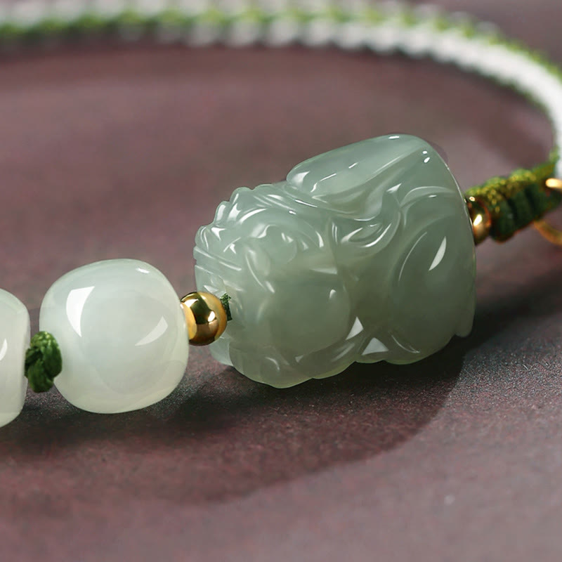 Nimara Ritual Natural Hetian Jade PiXiu Luck Fu Character String Bracelet