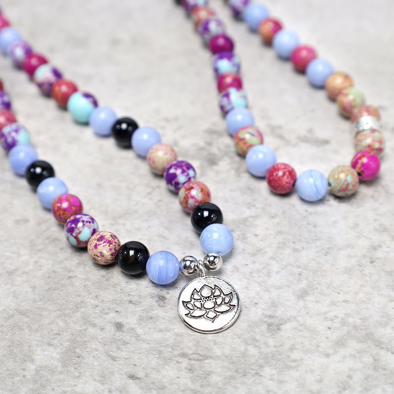 Nimara Ritual Natural Purple Miano Real Stone Lotus Mala