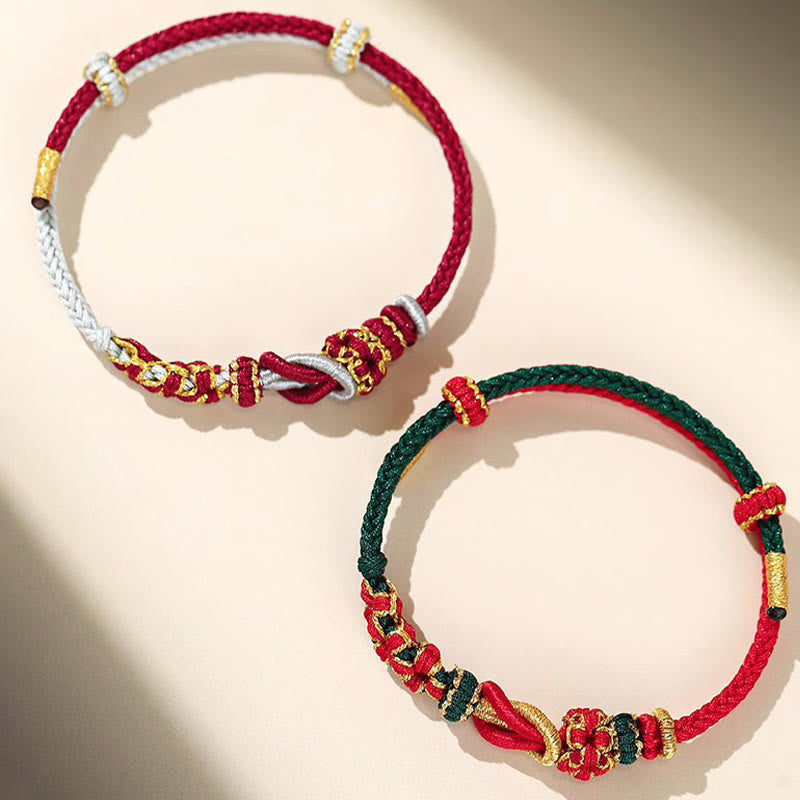 Nimara Ritual Handmade Peach Blossom Knot Eight Thread Peace Knot Luck Protection Bracelet