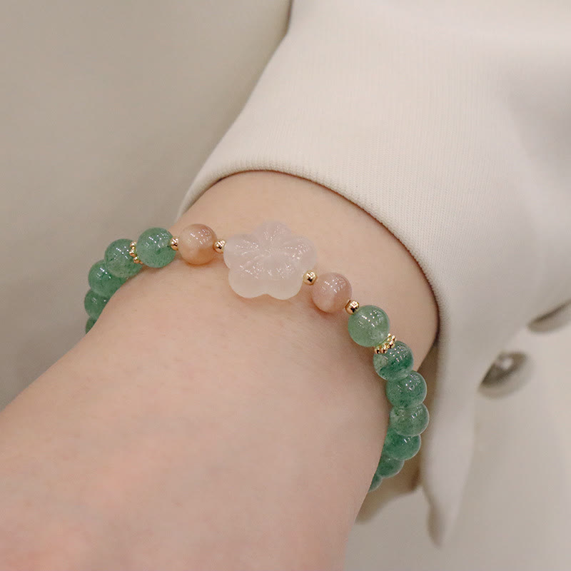 Nimara Ritual Natural Green Strawberry Quartz Chalcedony Flower Gratitude Bracelet