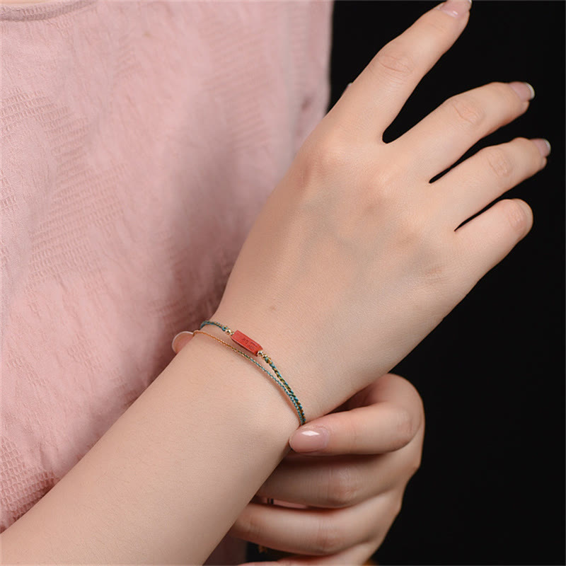 Nimara Ritual Handmade Cinnabar As One Wishes Blessing Braid Double Layer Bracelet