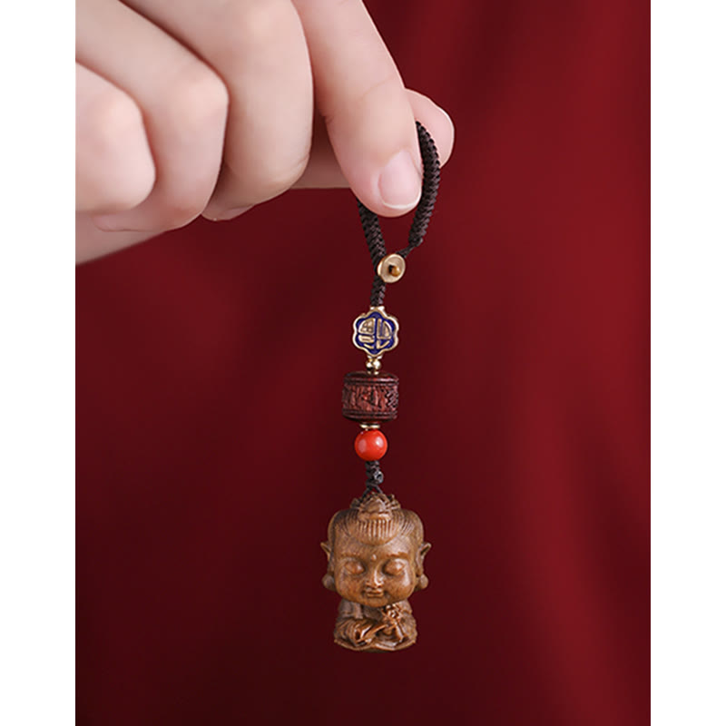 Nimara Ritual Chinese Zodiac Natal Buddha Green Sandalwood Om Mani Padme Hum Peace Key Chain