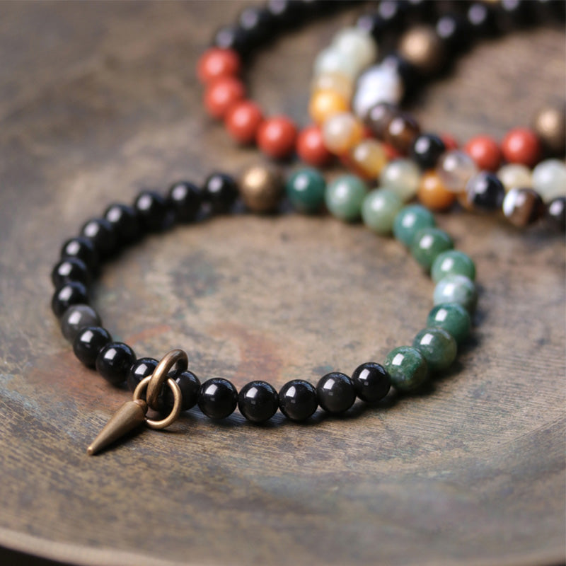 Nimara Ritual Black Obsidian Sodalite Crystal Copper Strength Couple Bracelet