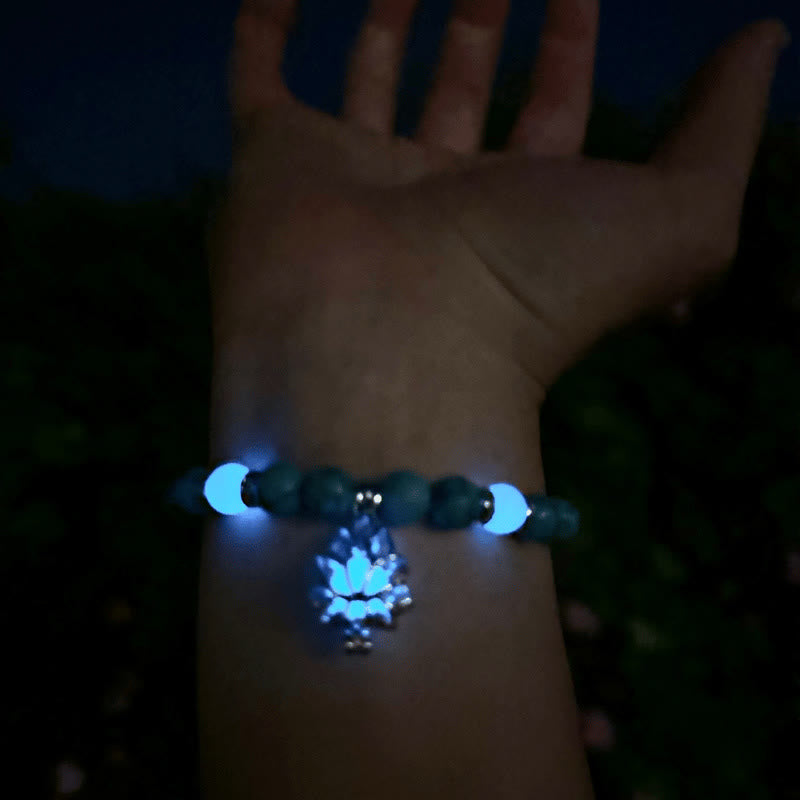 Nimara Ritual Tibetan Turquoise Glowstone Luminous Bead Lotus Protection Bracelet