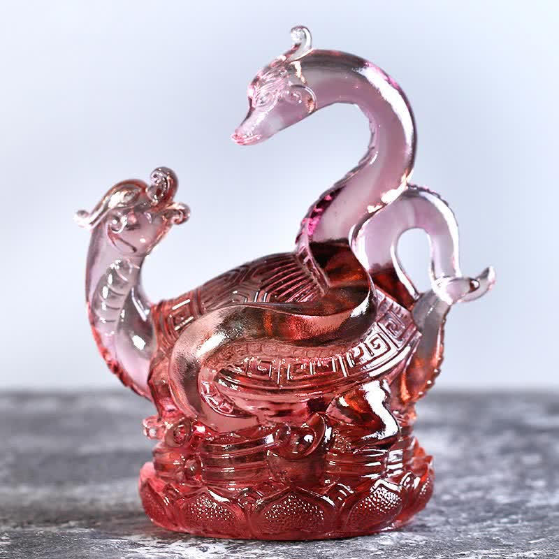 Nimara Ritual Feng Shui Four Symbols Azure Dragon Handmade Liuli Crystal Art Piece Home Office Decoration