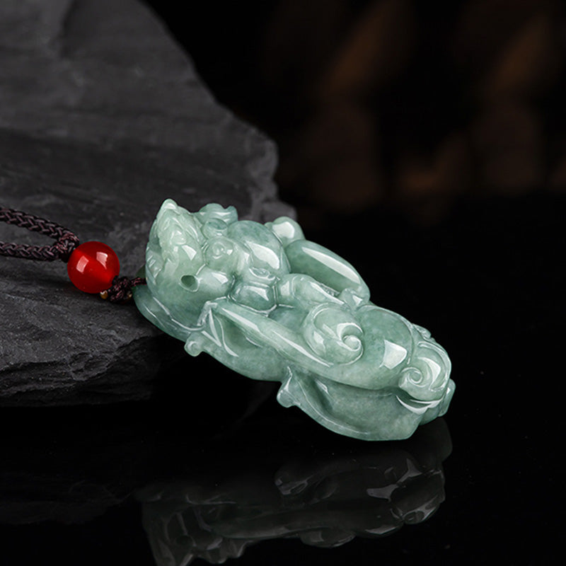Nimara Ritual Jade PiXiu Wealth Luck String Necklace Pendant