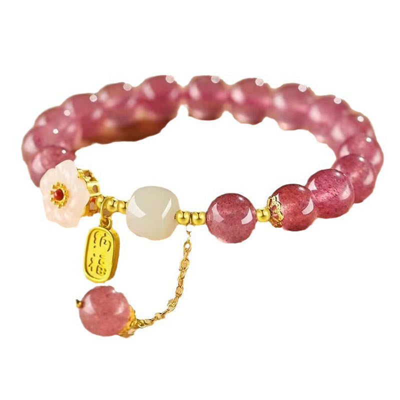 Nimara Ritual Strawberry Quartz Fu Character Pink Crystal Healing Bracelet