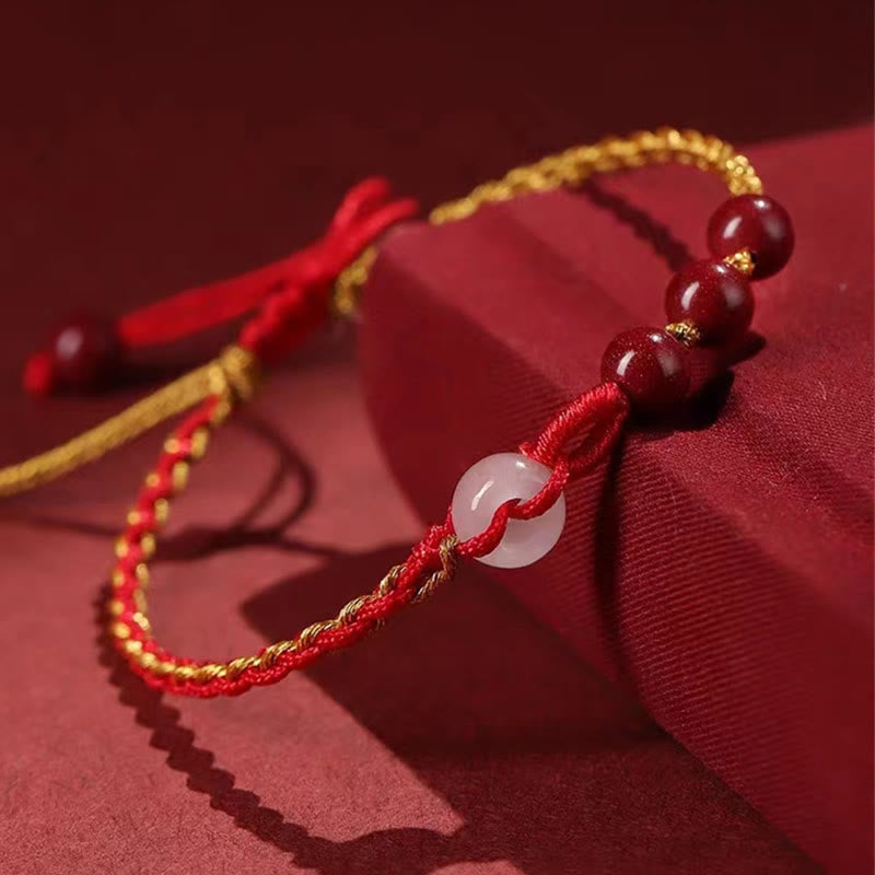 Nimara Ritual Natural Cinnabar Jade Peace Buckle Blessing Bracelet