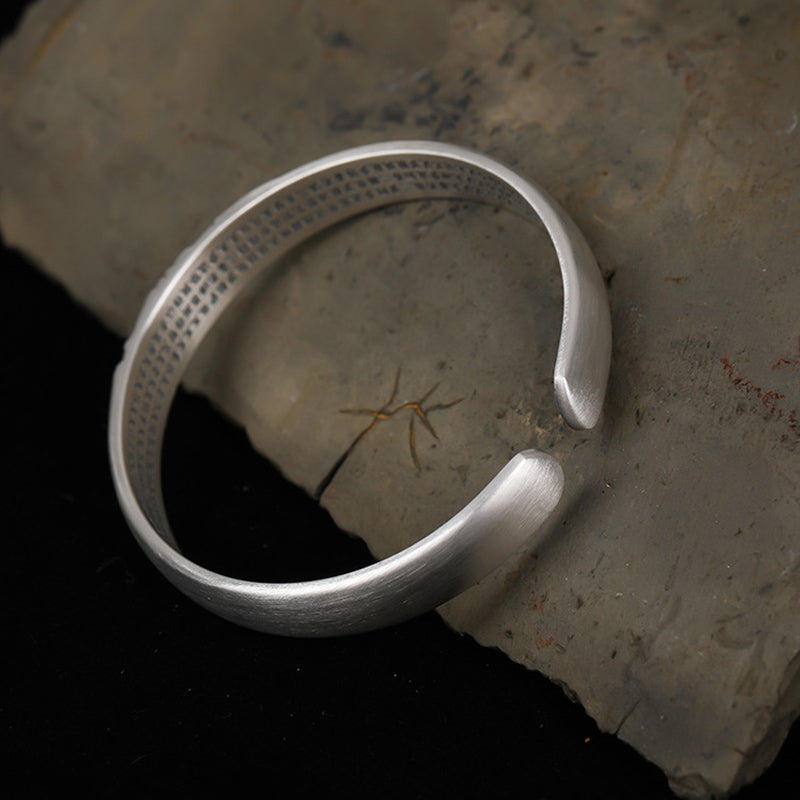 Nimara Ritual 999 Sterling Silver Buddha Head Heart Sutra Serenity Bracelet Bangle