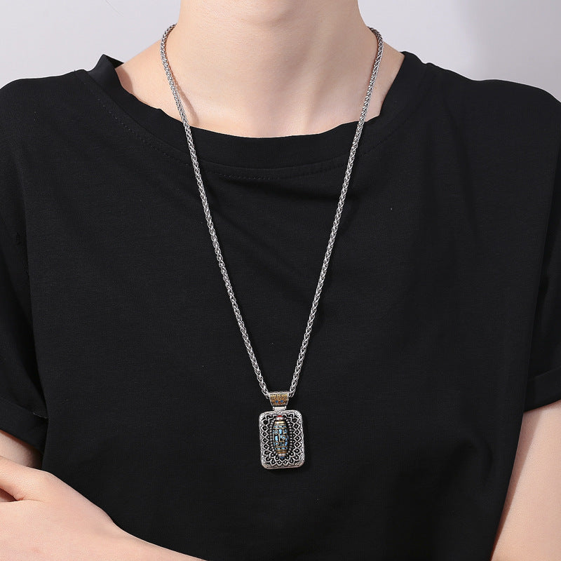 Nimara Ritual Nine-Eye Dzi Bead Design Copper Healing Rotatable Necklace Pendant