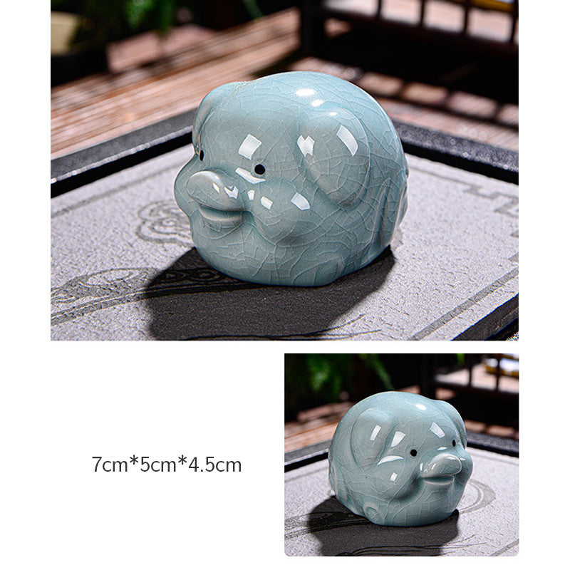 Nimara Ritual Chinese Zodiac Wealth Ceramic Tea Pet Home Figurine Decoration