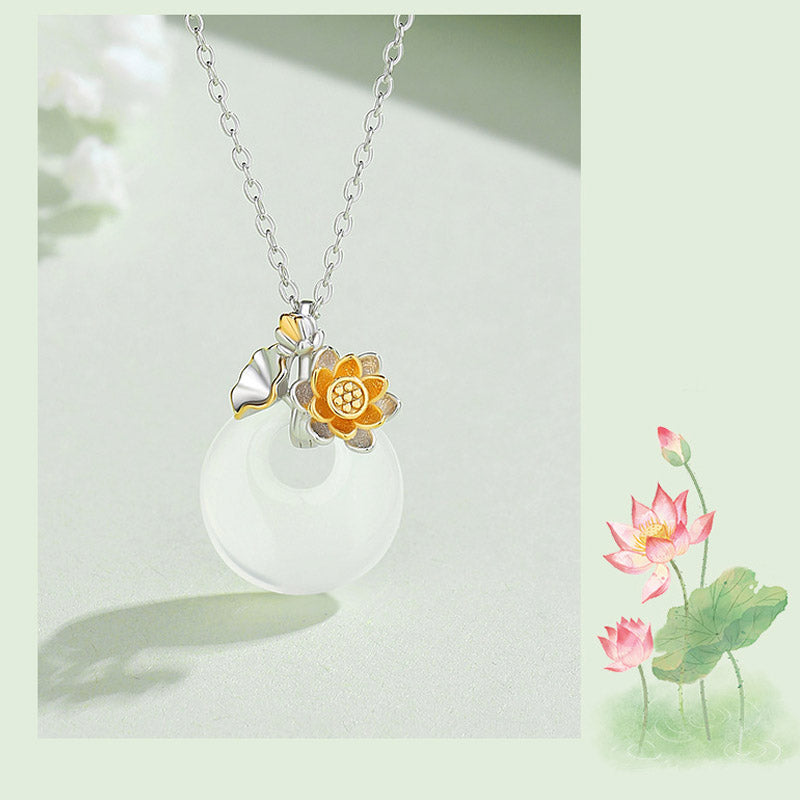 Nimara Ritual 925 Sterling Silver Round Chalcedony Twelve Months Flower Harmony Necklace Pendant