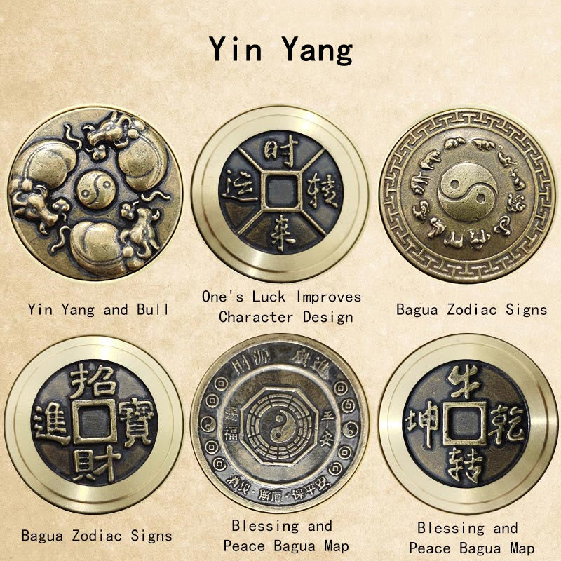Nimara Ritual Four Beasts Feng Shui Yin Yang Bagua Copper Coin Harmony Rotatable Decoration