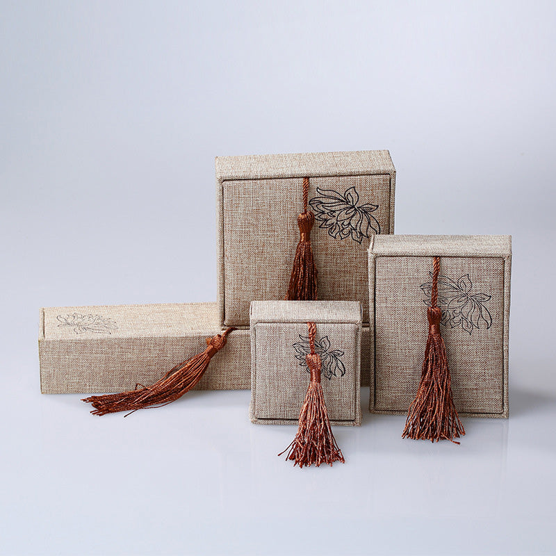 Nimara Ritual Lotus Pattern Jewelry Storage Box Gift Box Tassels