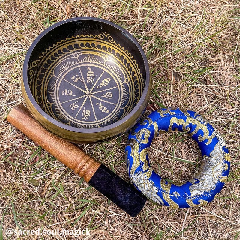 Nimara Ritual Tibetan Meditation Sound Bowl Handcrafted for Healing and Mindfulness Support Protection Singing Bowl Set
