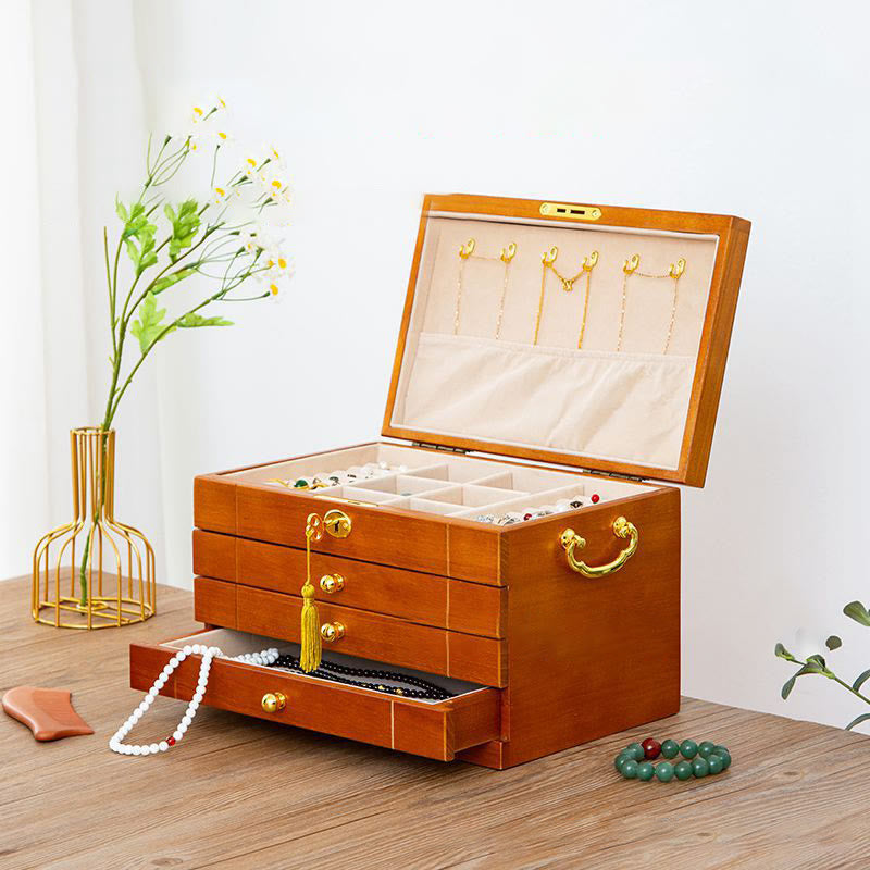 Nimara Ritual Retro Solid Wood Jewelry Box Four-Layer Wooden Jewelry Storage Box