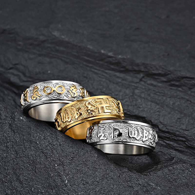 Nimara Ritual Six True Words Balance Calm Titanium Steel Ring