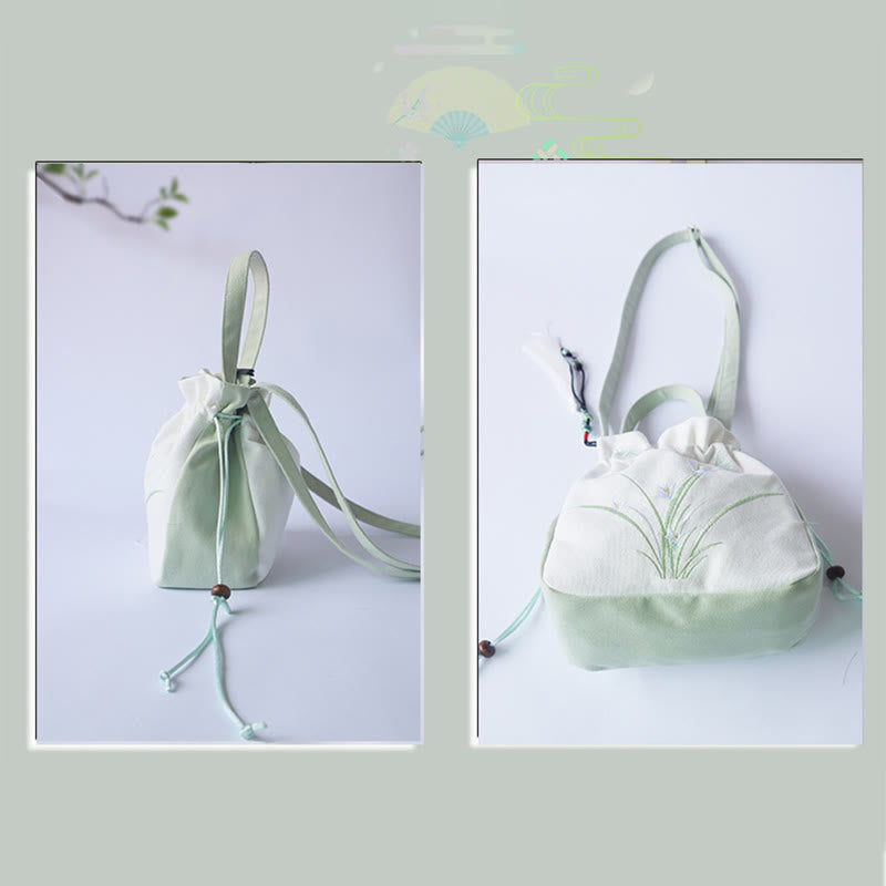 Nimara Ritual Handmade Embroidered Flowers Canvas Tote Shoulder Bag Handbag