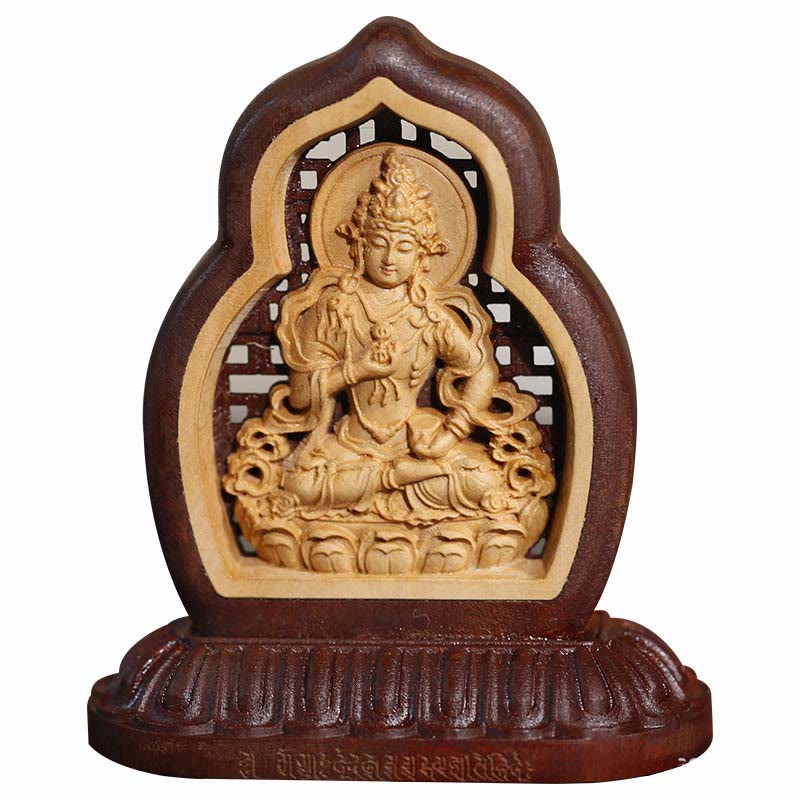 Nimara Ritual Vajrasattva Buddha Wood Engraved Compassion Statue Figurine Decoration