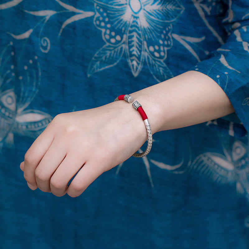 Nimara Ritual Tibet Om Mani Padme Hum Luck Red String Bracelet Bangle