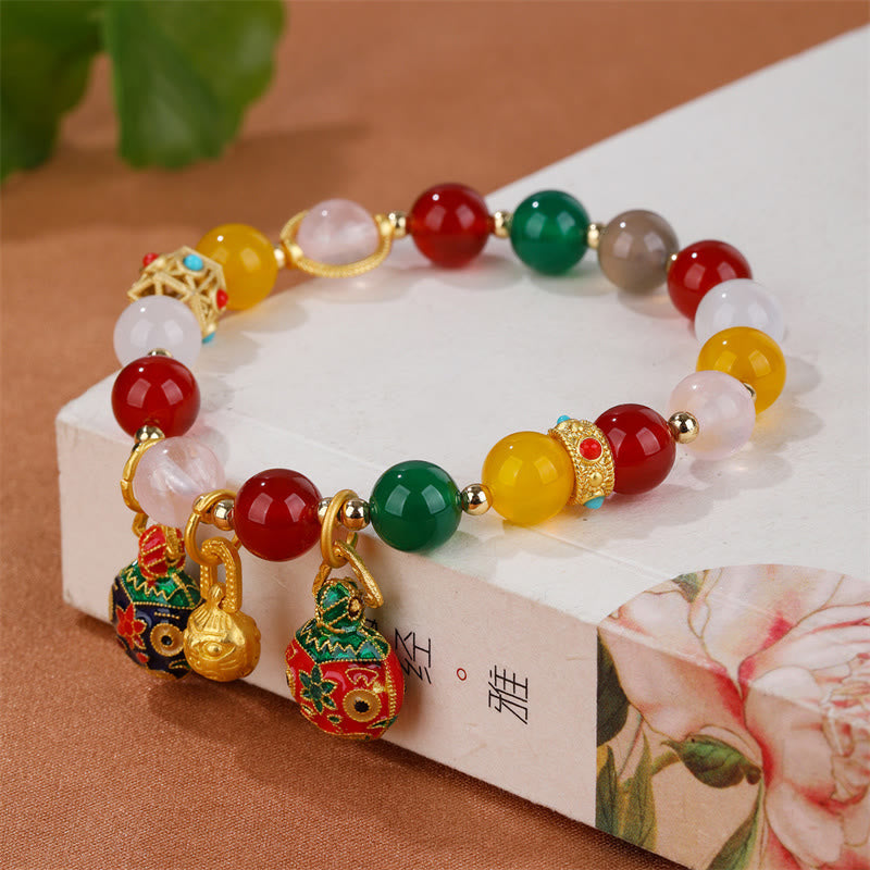 Nimara Ritual Gold Swallowing Beast Family Various Agate Crystal Success Bracelet