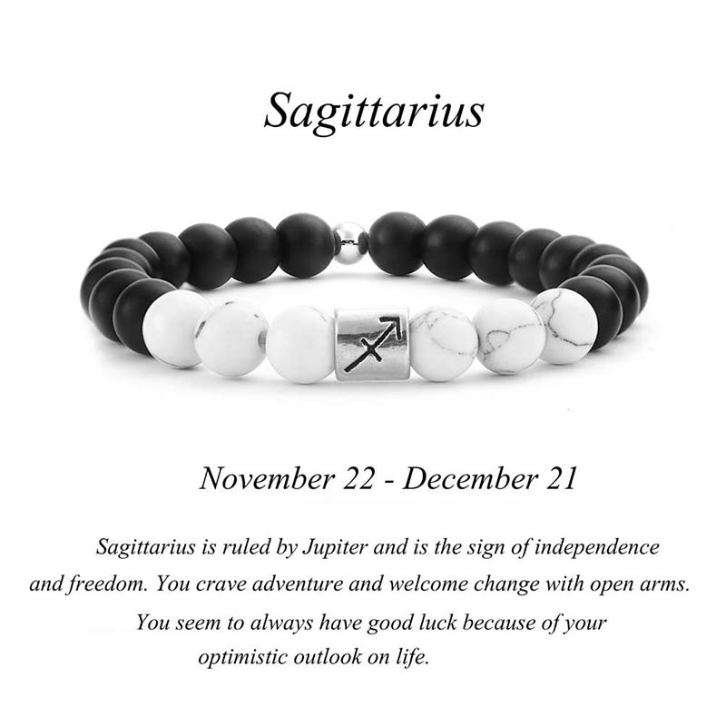 Nimara Ritual 12 Constellations of the Zodiac Natural Frosted Stone White Turquoise Bead Fortune Bracelet