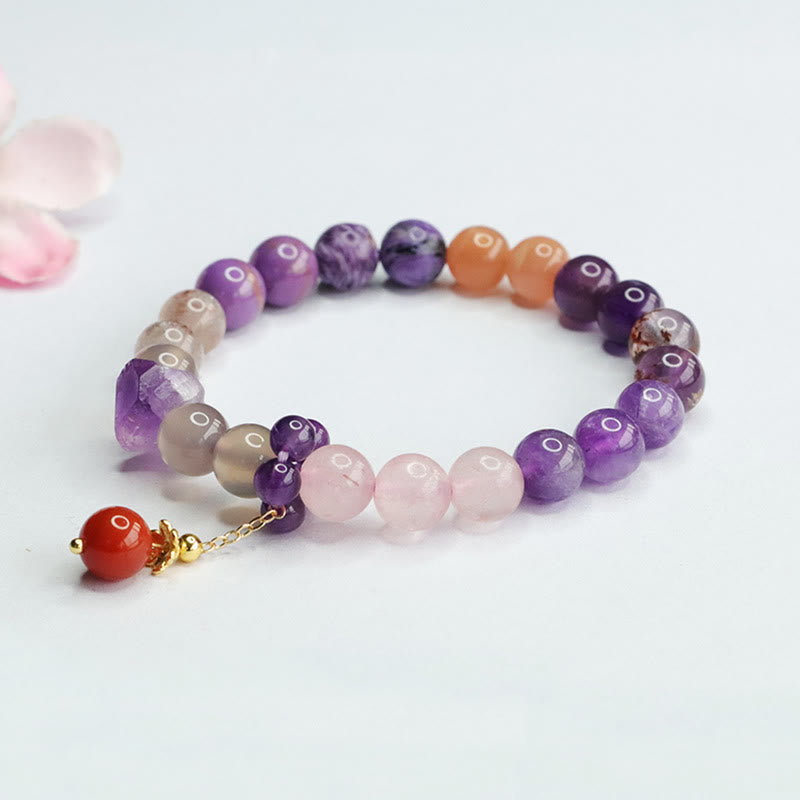 Nimara Ritual Natural Amethyst Crystal Inner Peace Healing Bead Charm Bracelet