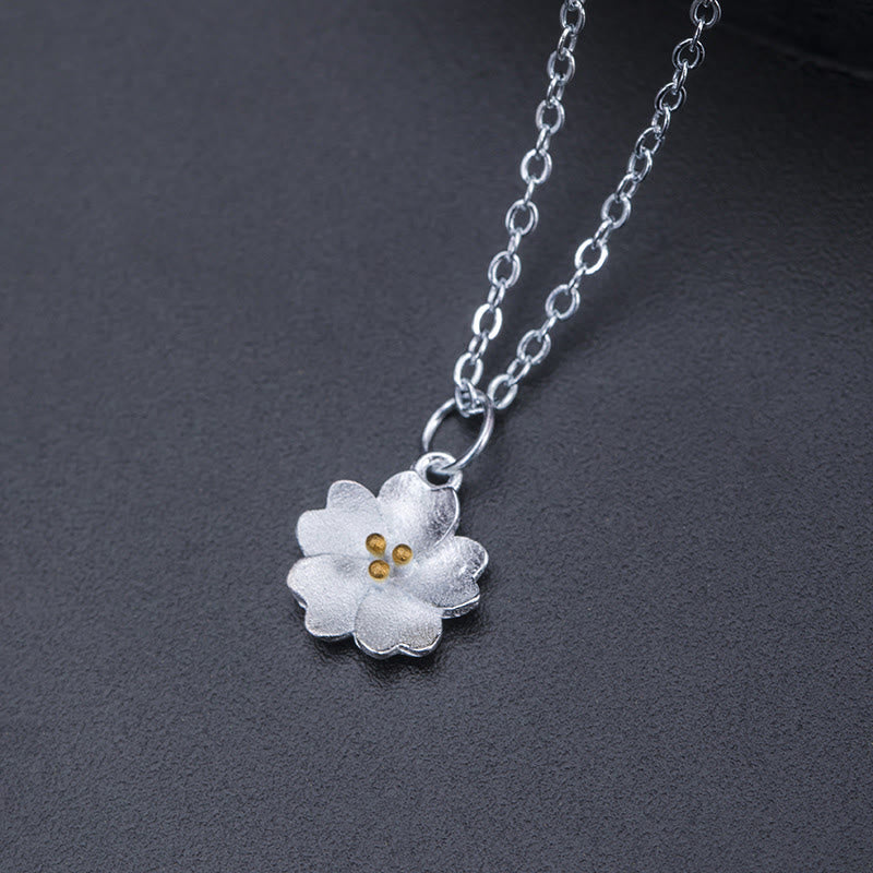 Nimara Ritual 925 Sterling Silver Cherry Blossom Flower Blessing Necklace Pendant