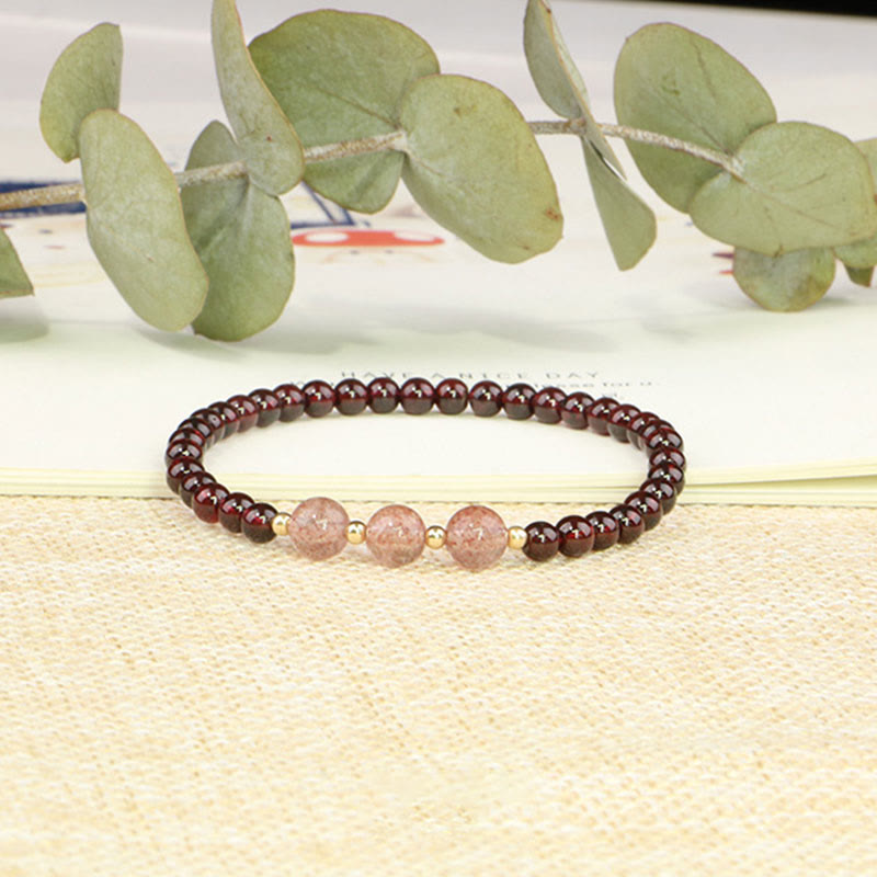 Nimara Ritual Natural Garnet Strawberry Quartz Calm Bracelet