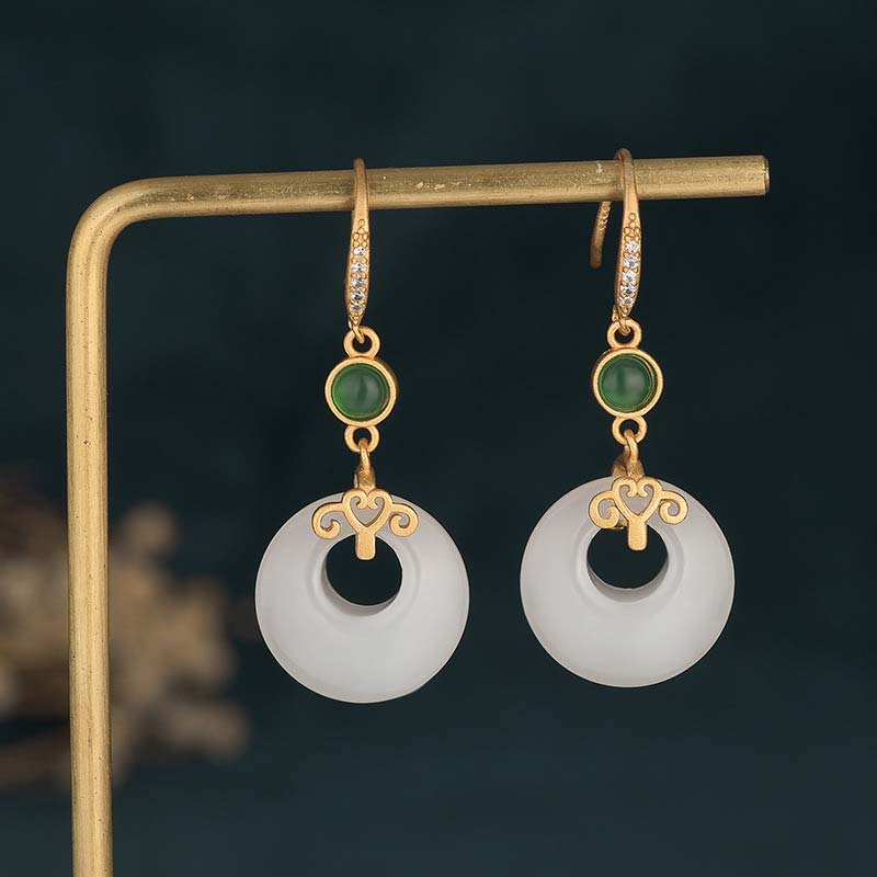 Nimara Ritual FengShui White Jade Blessing Drop Earrings