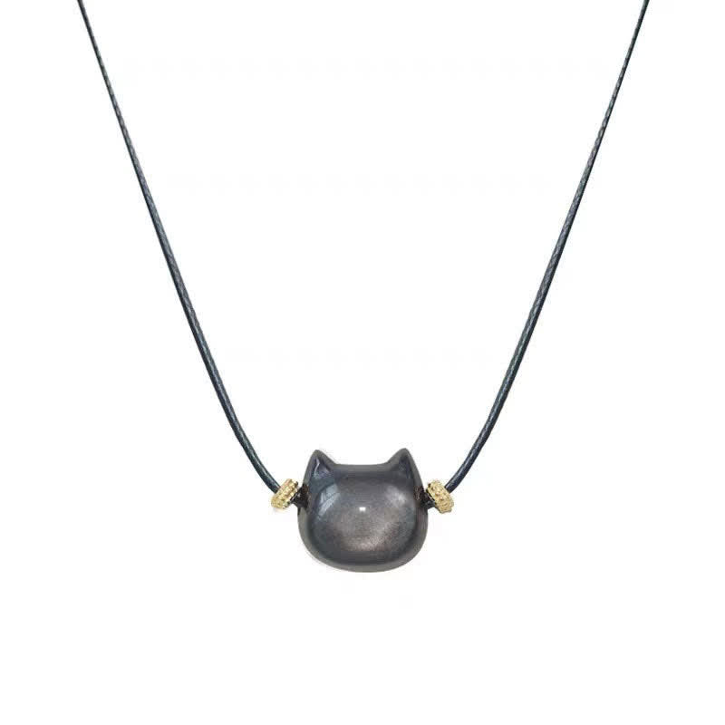 Nimara Ritual Gold Sheen Obsidian Silver Sheen Obsidian Lovely Paw Lucky Cat Protection Bracelet