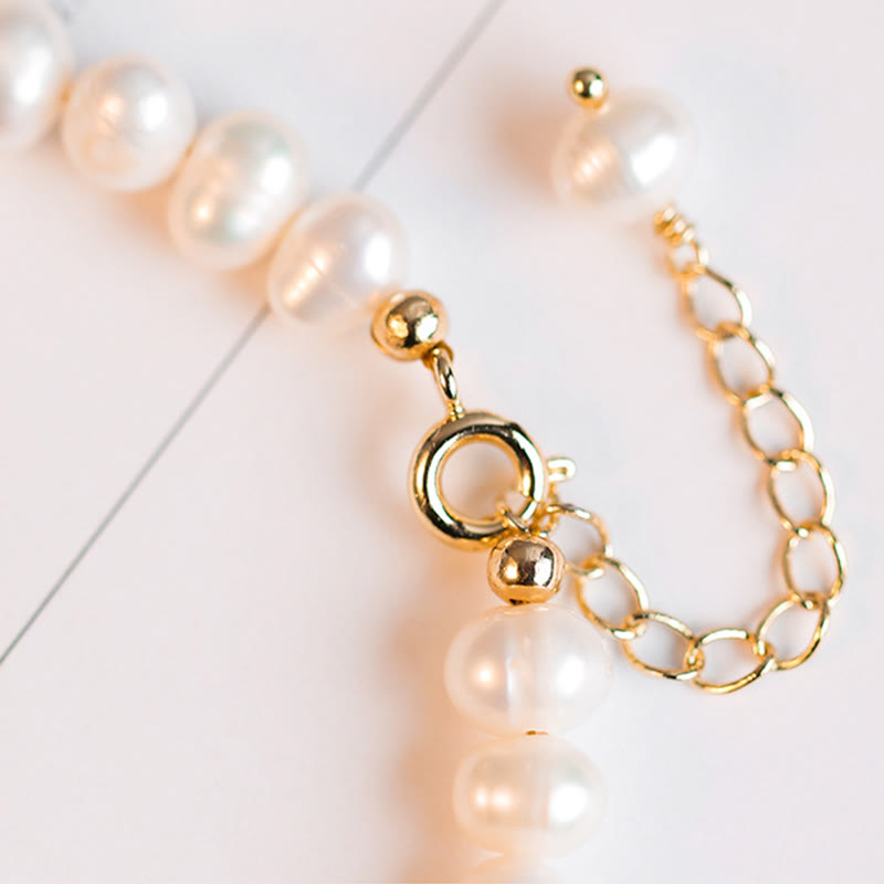 Nimara Ritual 14K Gold Plated Natural Pearl Hetian Cyan Jade White Jade Sincerity Bead Chain Bracelet
