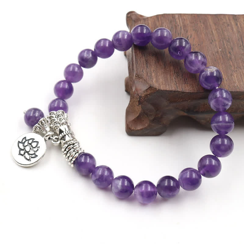 Nimara Ritual Amethyst Crystal Lotus Healing Balance Bracelet