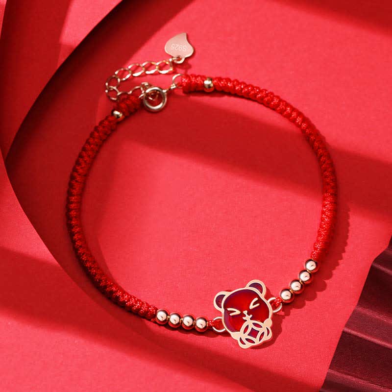 Nimara Ritual 925 Sterling Silver Chinese Zodiac Luck Faith Discolor Red String Bracelet
