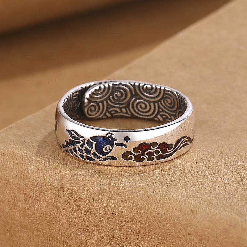 Nimara Ritual Koi Fish Auspicious Cloud Design Luck Wealth Ring
