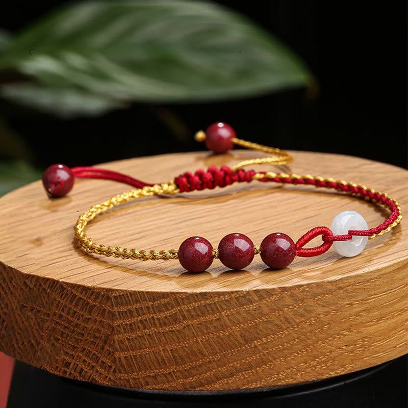 Nimara Ritual Natural Cinnabar Jade Peace Buckle Blessing Bracelet