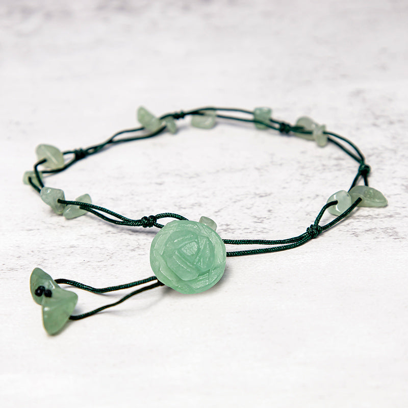 Nimara Ritual Amethyst Pink Crystal Green Aventurine Rose Inner Peace Healing Anklet