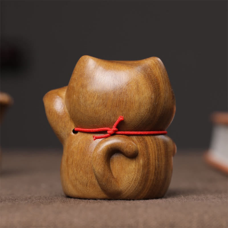 Nimara Ritual Green Sandalwood Small Mini Cute Lucky Cat Peace Decorations