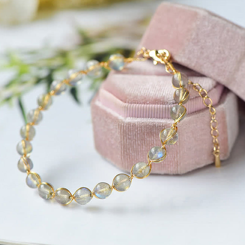 Nimara Ritual Natural Moonstone 14K Gold Plated Healing Positive Bracelet