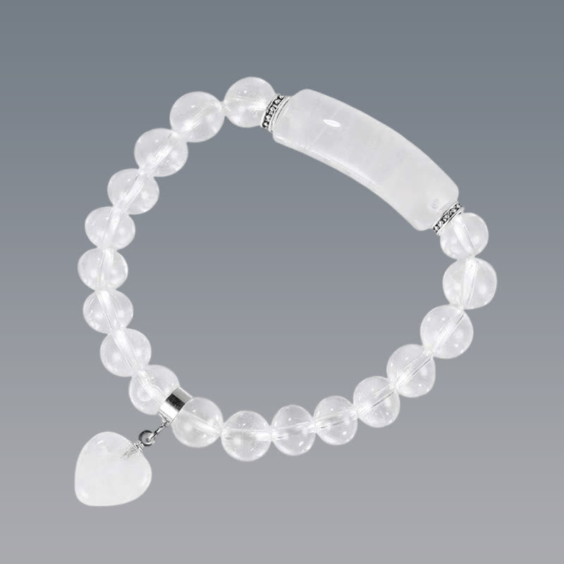 Nimara Ritual Natural Quartz Love Heart Healing Beads Bracelet