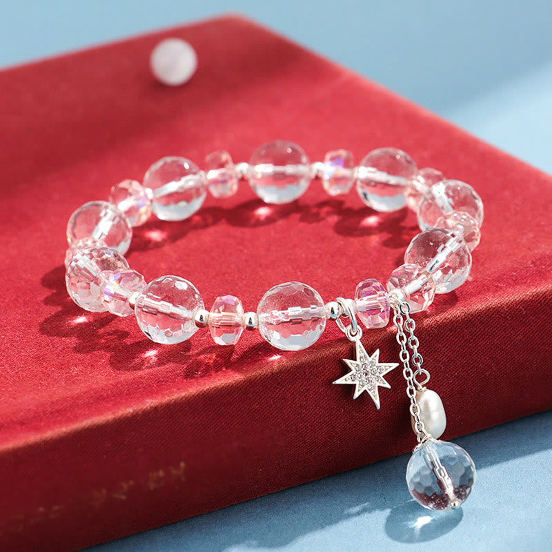 Nimara Ritual White Crystal Pink Crystal Protection Star Charm Bracelet