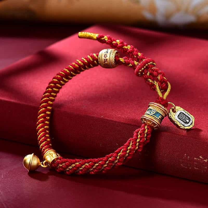 Nimara Ritual Tibetan Om Mani Padme Hum Carved Zakiram Goddess of Wealth Charm Amulet Bracelet