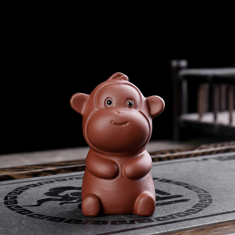 Nimara Ritual Chinese Zodiac Purple Clay Wealth Ceramic Tea Pet Home Figurine Decoration
