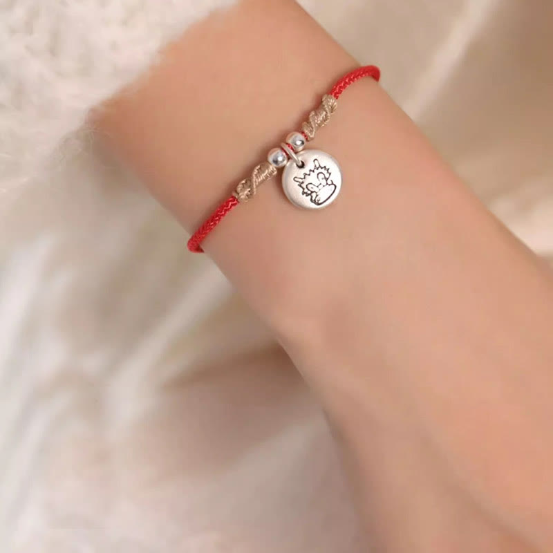 Nimara Ritual Handmade 999 Sterling Silver Year of the Dragon Cute Chinese Zodiac Luck Braided Bracelet