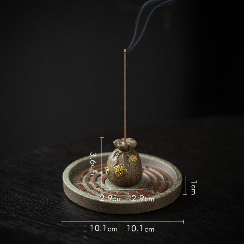 Nimara Ritual Small Treasure Bowl Lucky Bag Bagua Tray Healing Ceramic Stick Incense Burner Decoration