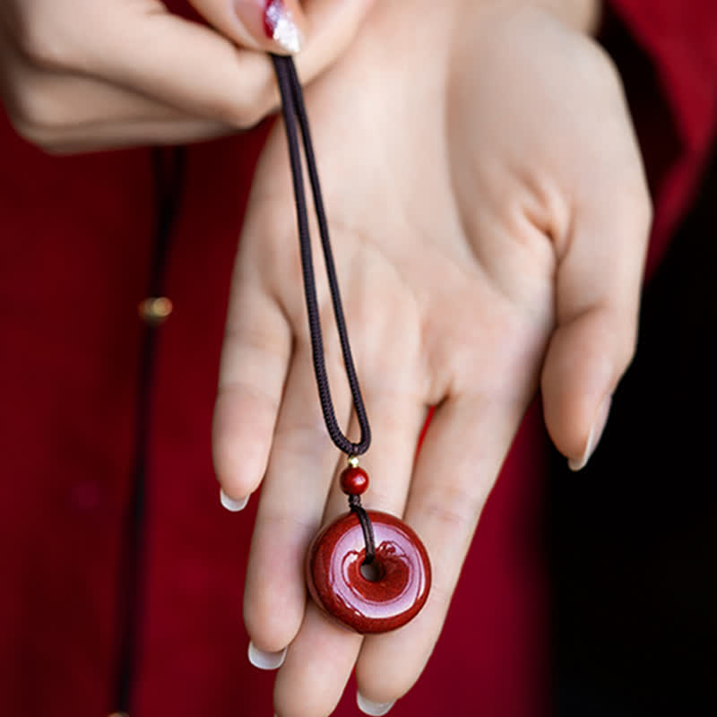 Nimara Ritual Cinnabar Peace Buckle Calm Blessing Necklace Pendant